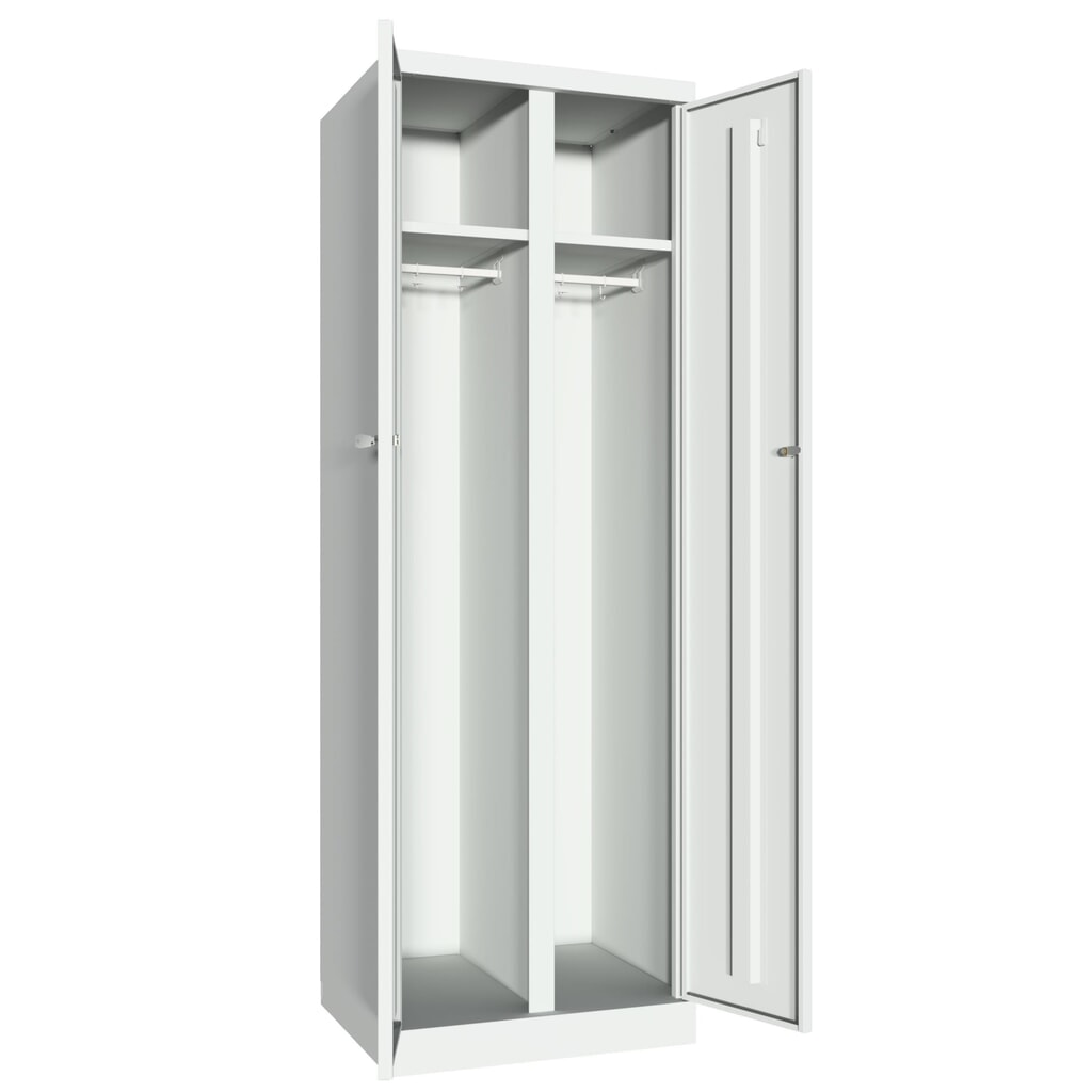 PAVOY Kleiderspind mit aufschlagenden Türen, HxBxT 1.800 x 600 x 500, einzeln verschließbar, lichtgrau, lichtgrau Produktabbildung Nr. 3: PAVOY Kleiderspind mit aufschlagenden Türen, HxBxT 1.800 x 600 x 500, einzeln verschließbar, lichtgrau, lichtgrau