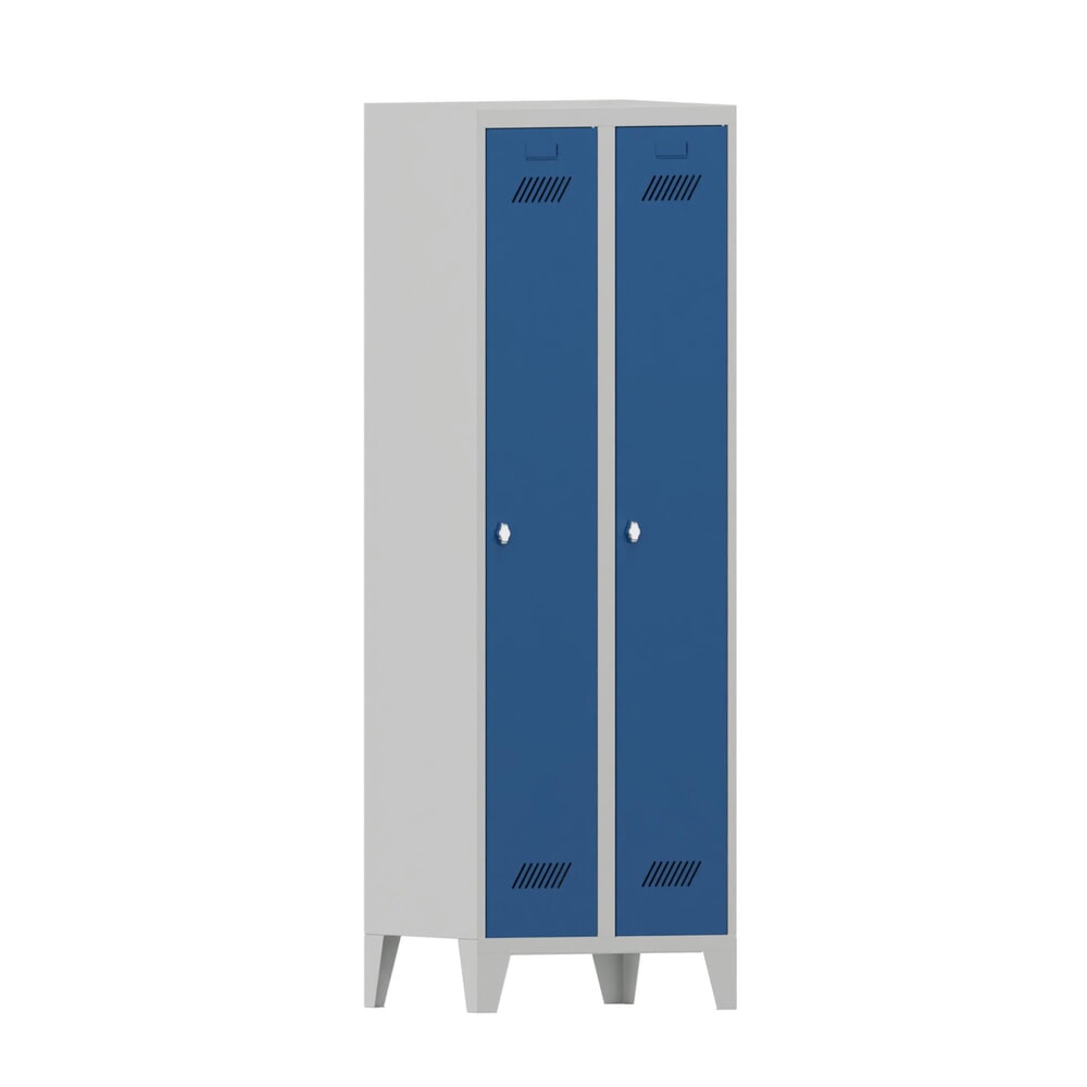 Produktabbildung Nr. 1: PAVOY Kleiderspind mit Füßen + Drehriegelverschluss, 2 Abteile, HxBxT 1.850 x 600 x 500 mm, enzianblau, lichtgrau