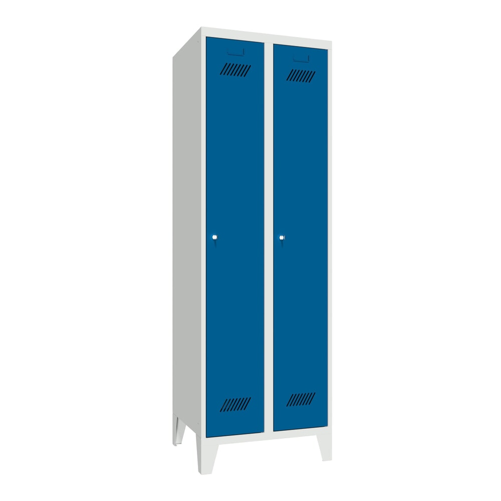 Produktabbildung Nr. 1: PAVOY Kleiderspind mit Füßen + Zylinderschloss, 2 Abteile, HxBxT 1.850 x 600 x 500 mm, enzianblau, lichtgrau