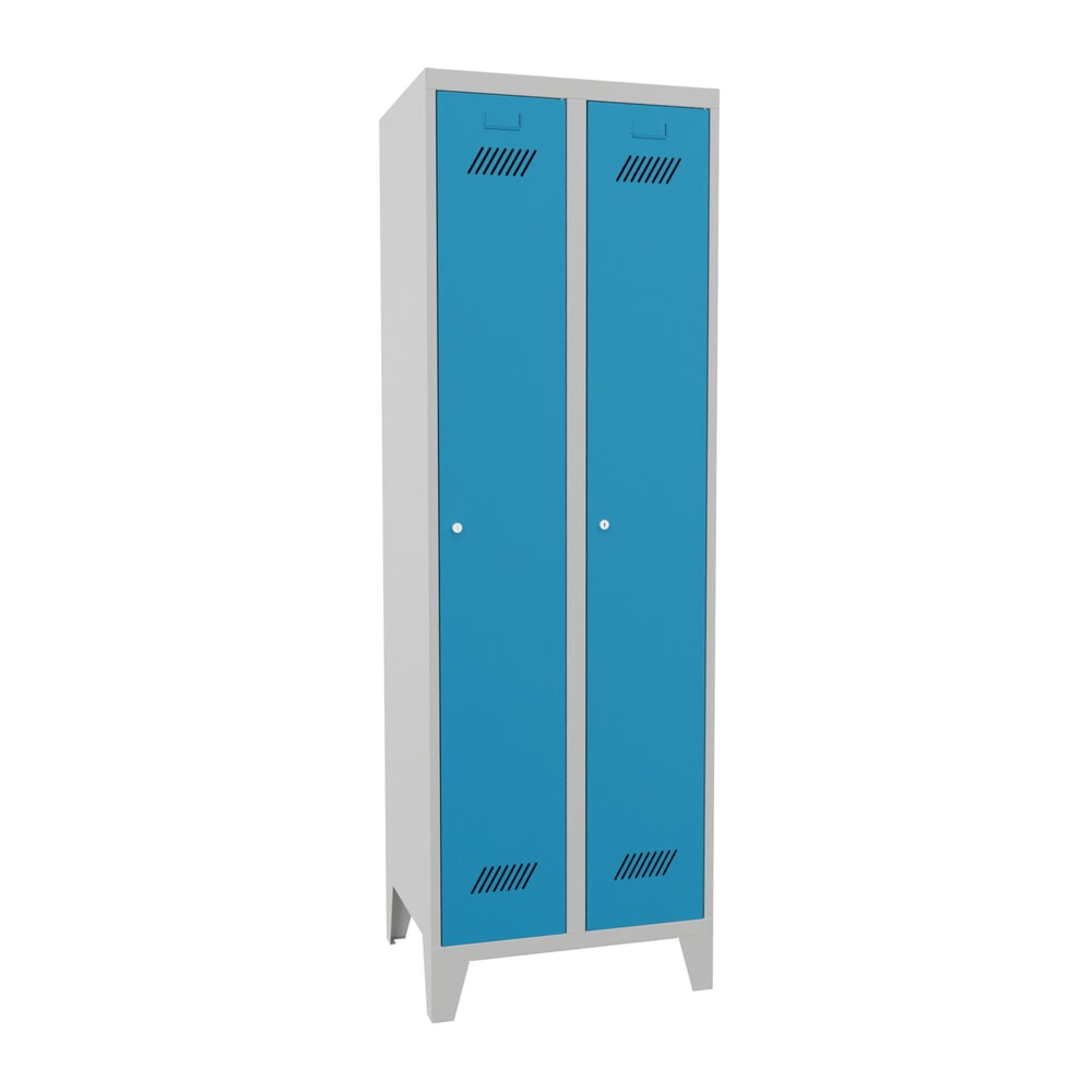 Produktabbildung Nr. 1: PAVOY Kleiderspind mit Füßen + Zylinderschloss, 2 Abteile, HxBxT 1.850 x 600 x 500 mm, lichtblau, lichtgrau