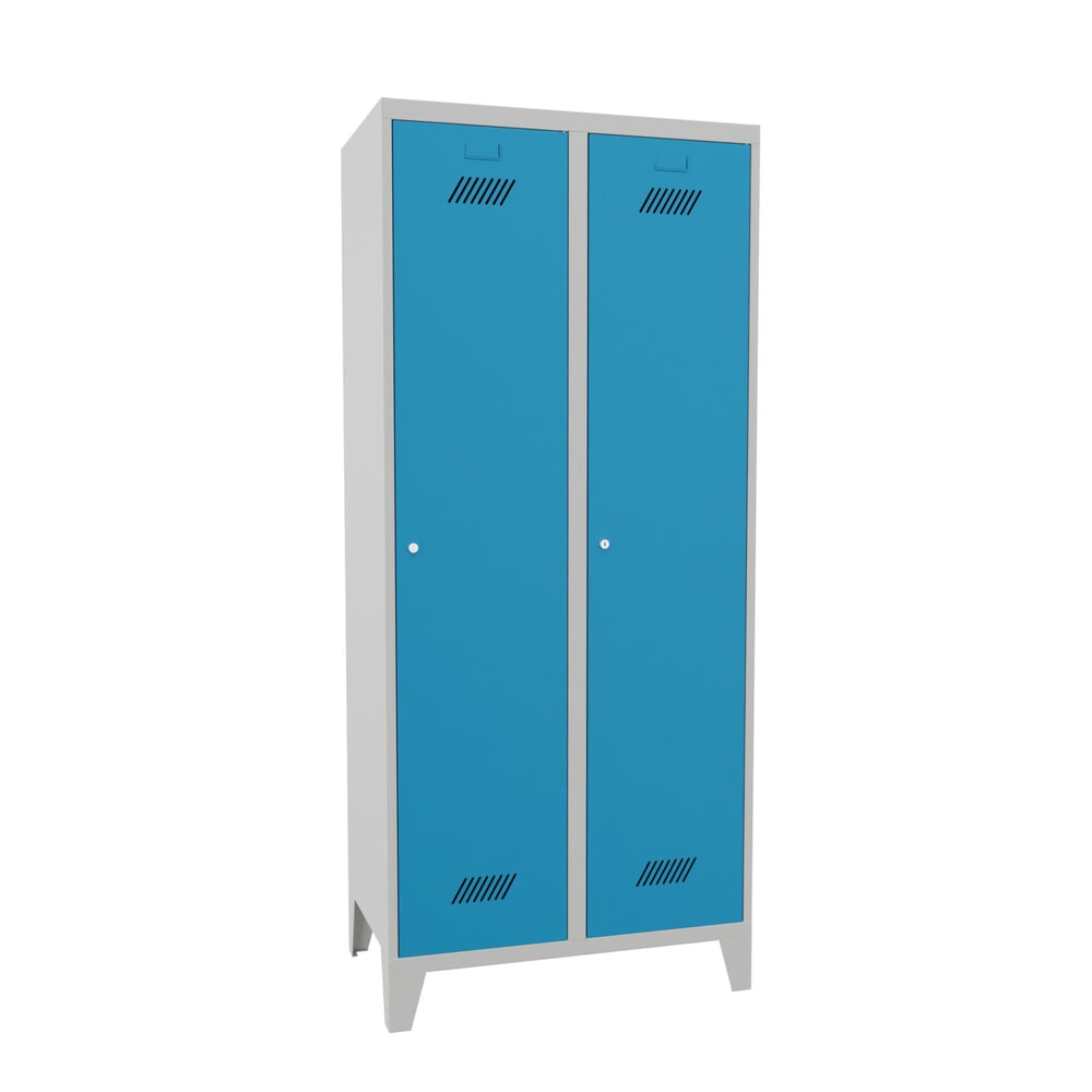Produktabbildung Nr. 1: PAVOY Kleiderspind mit Füßen + Zylinderschloss, 2 Abteile, HxBxT 1.850 x 800 x 500 mm, lichtblau, lichtgrau