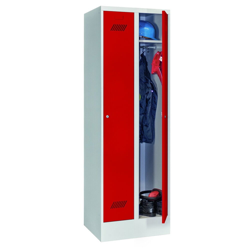 Produktabbildung Nr. 2: PAVOY Kleiderspind mit Sockel + Zylinderschloss, 2 Abteile, HxBxT 1.850 x 600 x 500 mm, feuerrot, lichtgrau