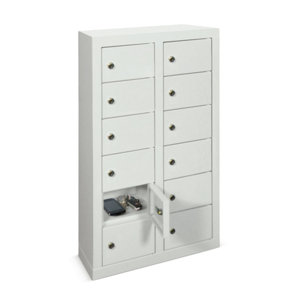 Produktabbildung: PAVOY Kleinfachschrank, 12 Fächer, HxBxT 815 x 460 x 200 mm, mit Etikettenrahmen, lichtgrau, lichtgrau