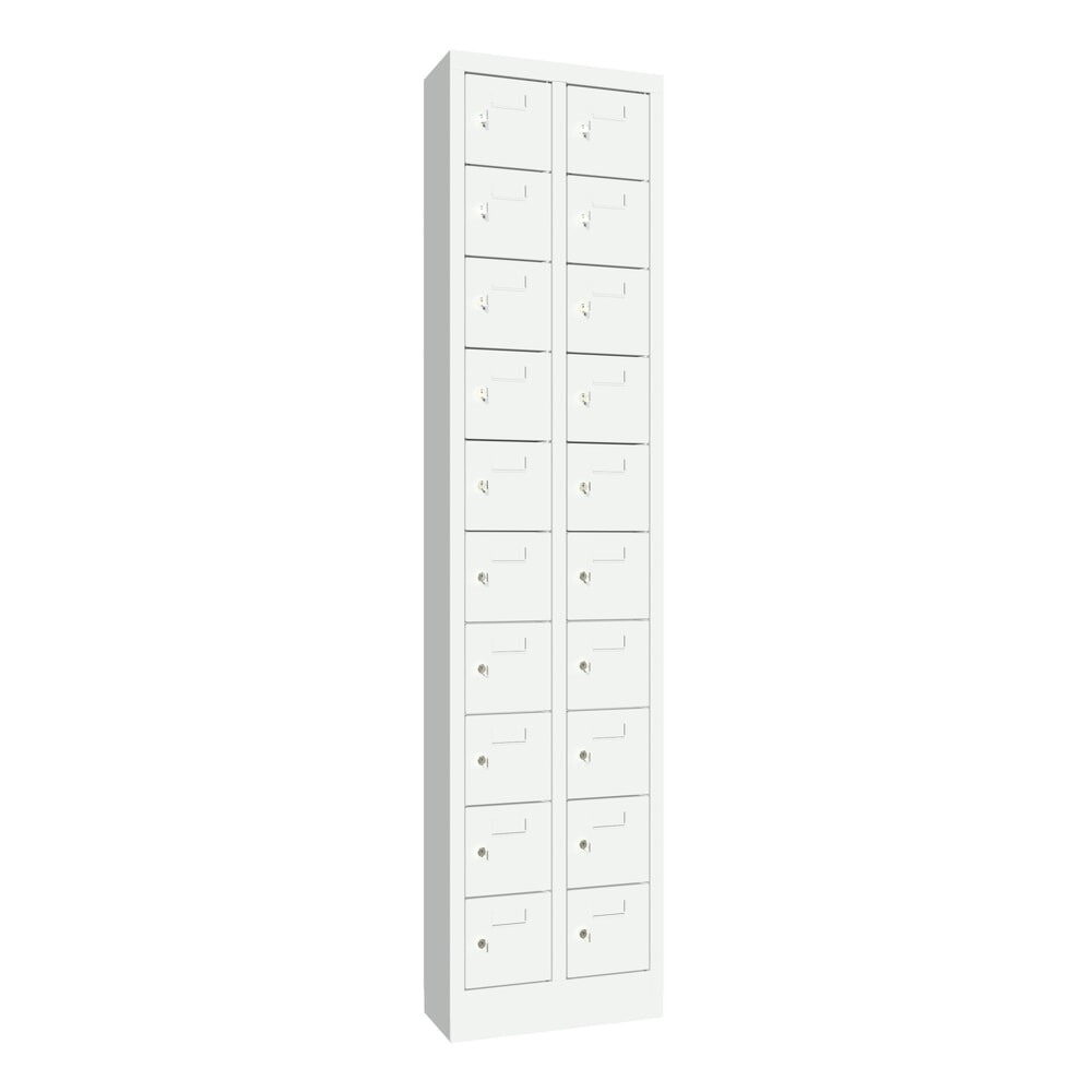 Produktabbildung: PAVOY Kleinfachschrank, 20 Fächer, HxBxT 1.950 x 460 x 200 mm, mit Etikettenrahmen, lichtgrau, lichtgrau