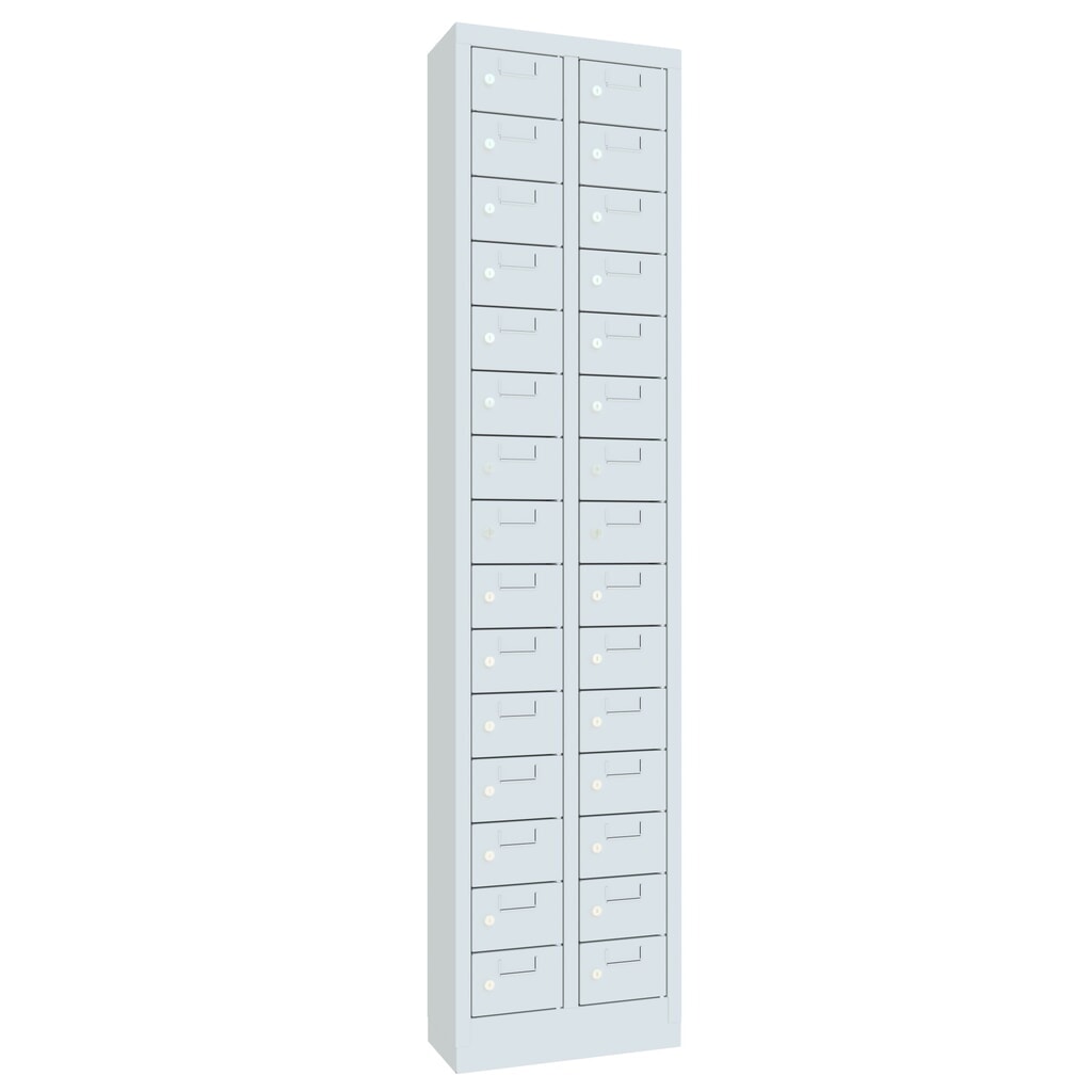 PAVOY Kleinfachschrank, 30 Fächer, HxBxT 1.950 x 460 x 200 mm, mit Etikettenrahmen, lichtgrau, lichtgrau Produktabbildung Nr. 5: PAVOY Kleinfachschrank, 30 Fächer, HxBxT 1.950 x 460 x 200 mm, mit Etikettenrahmen, lichtgrau, lichtgrau