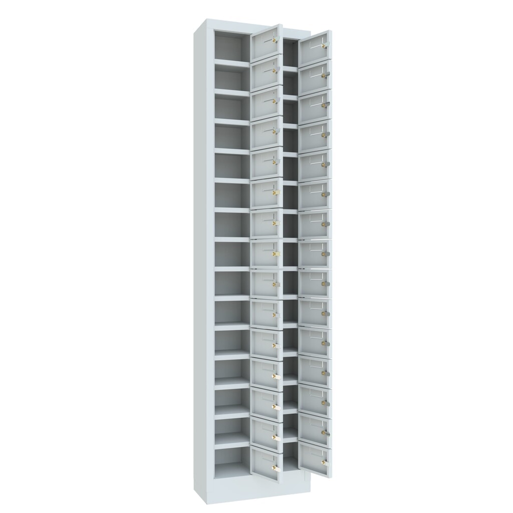 Produktabbildung Nr. 6: PAVOY Kleinfachschrank, 30 Fächer, HxBxT 1.950 x 460 x 200 mm, mit Etikettenrahmen, lichtgrau, lichtgrau