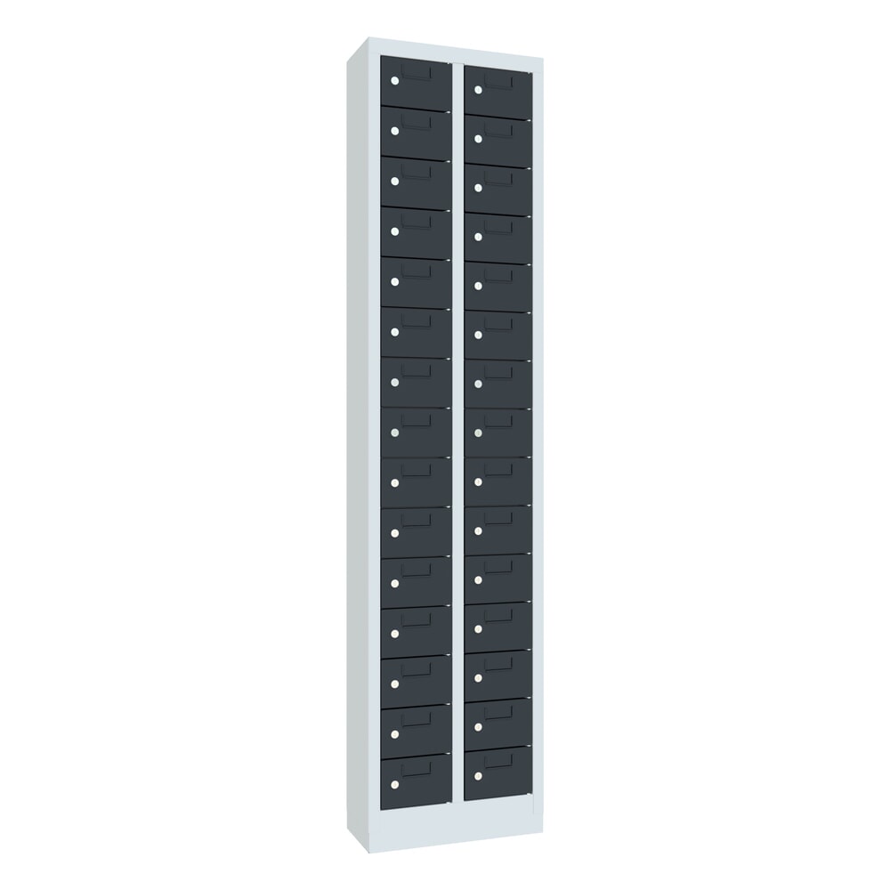 Produktabbildung: PAVOY Kleinfachschrank, 30 Fächer, HxBxT 1.950 x 460 x 200 mm, mit Etikettenrahmen, anthrazitgrau, lichtgrau