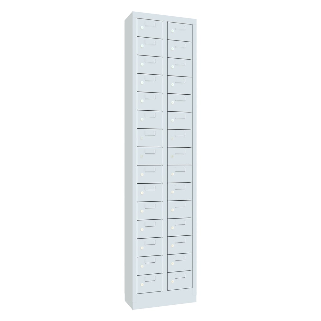 Produktabbildung Nr. 1: PAVOY Kleinfachschrank, 30 Fächer, HxBxT 1.950 x 460 x 200 mm, mit Etikettenrahmen, lichtgrau, lichtgrau