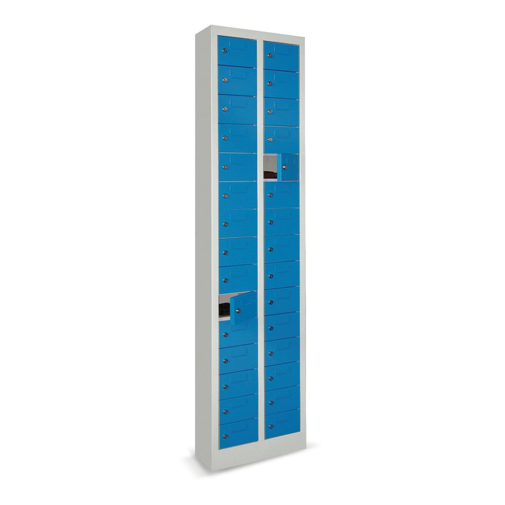 Produktabbildung Nr. 1: PAVOY Kleinfachschrank, 30 Fächer, HxBxT 1.950 x 460 x 200 mm, mit Etikettenrahmen, rubinrot, lichtgrau
