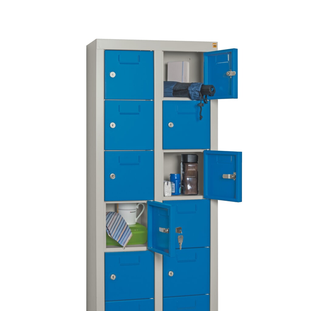 PAVOY Kleinfachschrank, 30 Fächer, HxBxT 1.950 x 460 x 200 mm, mit Etikettenrahmen, lichtgrau, lichtgrau Produktabbildung Nr. 3: PAVOY Kleinfachschrank, 30 Fächer, HxBxT 1.950 x 460 x 200 mm, mit Etikettenrahmen, lichtgrau, lichtgrau