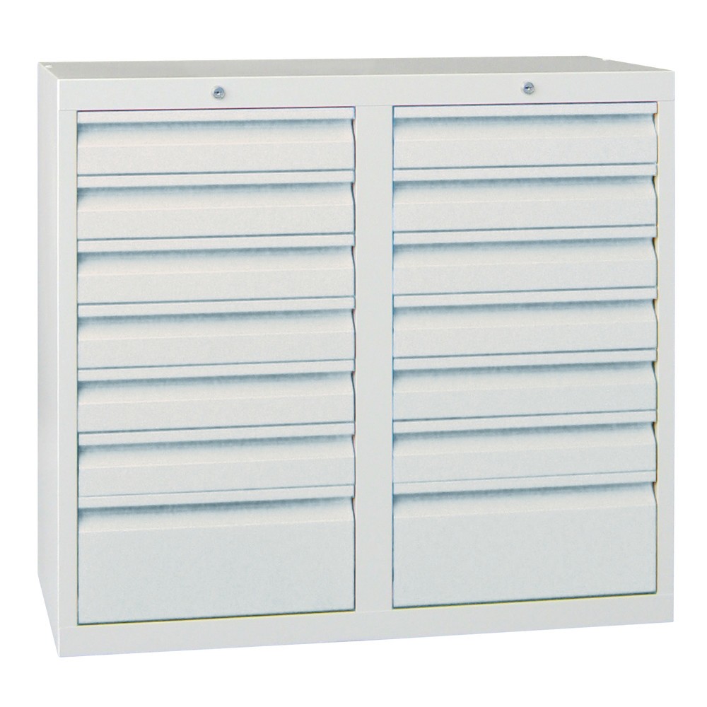 Produktabbildung Nr. 3: PAVOY Leichter Schubladenschrank, Gleitführung, Schubladen 12x100 + 2x200 mm, Breite 1.000 mm, rubinrot, lichtgrau