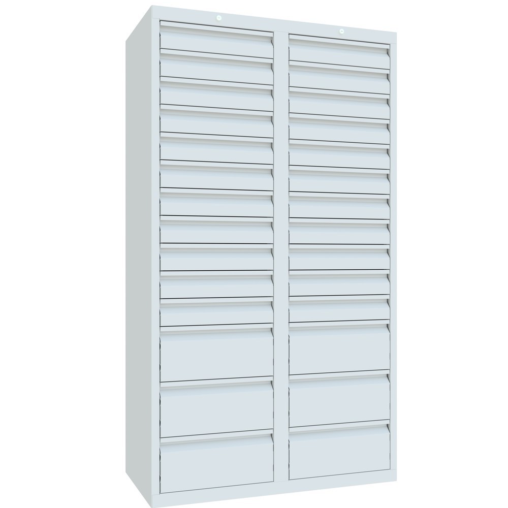 Produktabbildung Nr. 4: PAVOY Leichter Schubladenschrank, Gleitführung, Schubladen 22x100 + 6x200 mm, Breite 1.000 mm, lichtgrau, lichtgrau