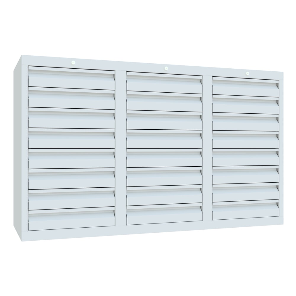 Produktabbildung: PAVOY Leichter Schubladenschrank, Gleitführung, Schubladen 24x100 mm, Breite 1.500 mm, lichtgrau, lichtgrau