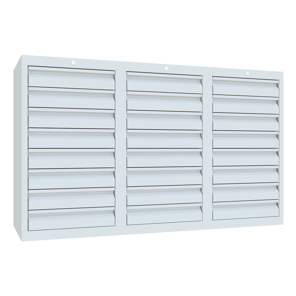 Produktabbildung: PAVOY Leichter Schubladenschrank, Gleitführung, Schubladen 24x100 mm, Breite 1.500 mm, lichtgrau, lichtgrau