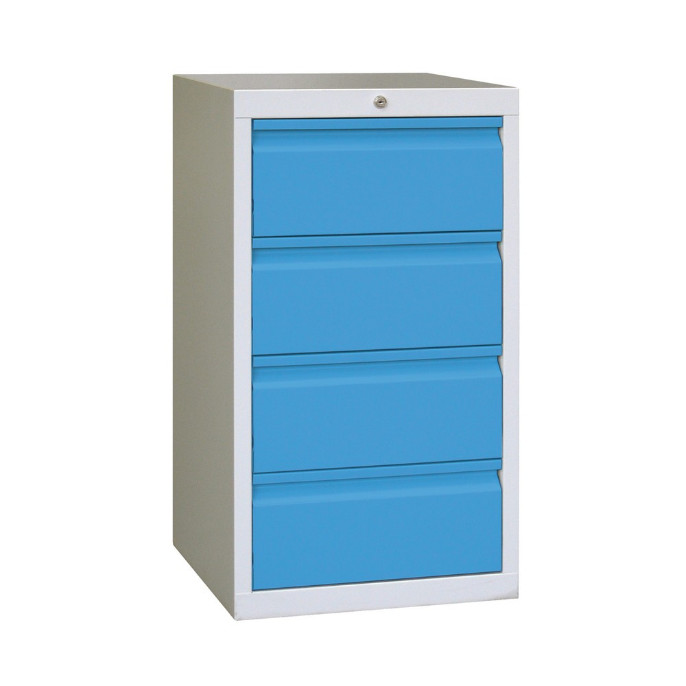 Produktabbildung: PAVOY Leichter Schubladenschrank, Rollenführung, Schubladen 4x200 mm, Breite 500 mm, lichtblau, lichtgrau