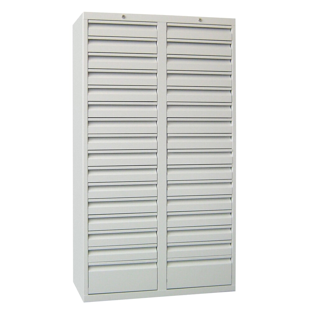 Produktabbildung: PAVOY Leichter Schubladenschrank, Gleitführung, Schubladen 30x100 + 2x200 mm, Breite 1.000 mm, lichtgrau, lichtgrau