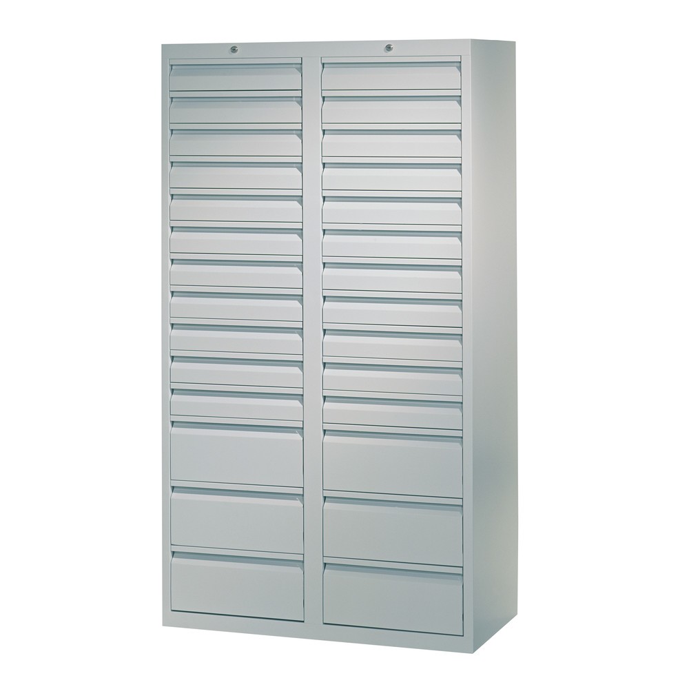 Produktabbildung Nr. 3: PAVOY Leichter Schubladenschrank, Gleitführung, Schubladen 22x100 + 6x200 mm, Breite 1.000 mm, enzianblau, lichtgrau