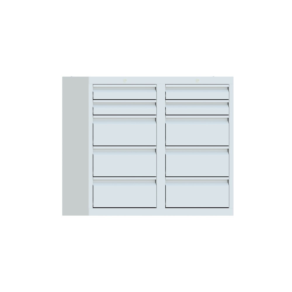 Produktabbildung Nr. 1: PAVOY Leichter Schubladenschrank, Rollenführung, Schubladen 4x100 + 6x200 mm, Breite 1.000 mm, lichtgrau, lichtgrau