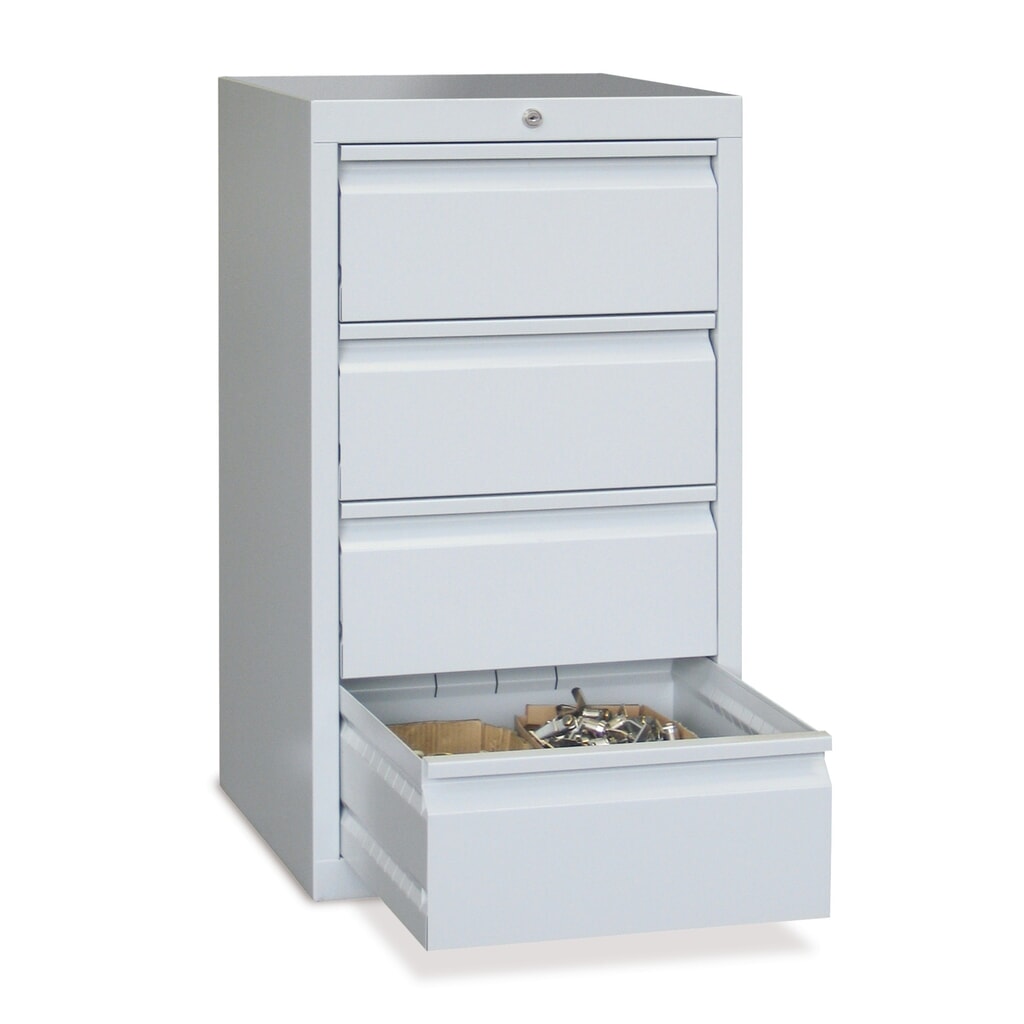 PAVOY Leichter Schubladenschrank, Gleitführung, Schubladen 4x200 mm, Breite 500 mm, rubinrot, lichtgrau Produktabbildung: PAVOY Leichter Schubladenschrank, Gleitführung, Schubladen 4x200 mm, Breite 500 mm, rubinrot, lichtgrau