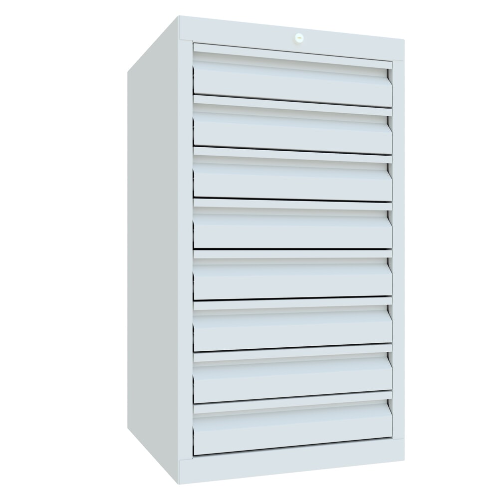 Produktabbildung Nr. 1: PAVOY Leichter Schubladenschrank, Rollenführung, Schubladen 8x100 mm, Breite 500 mm, lichtgrau, lichtgrau