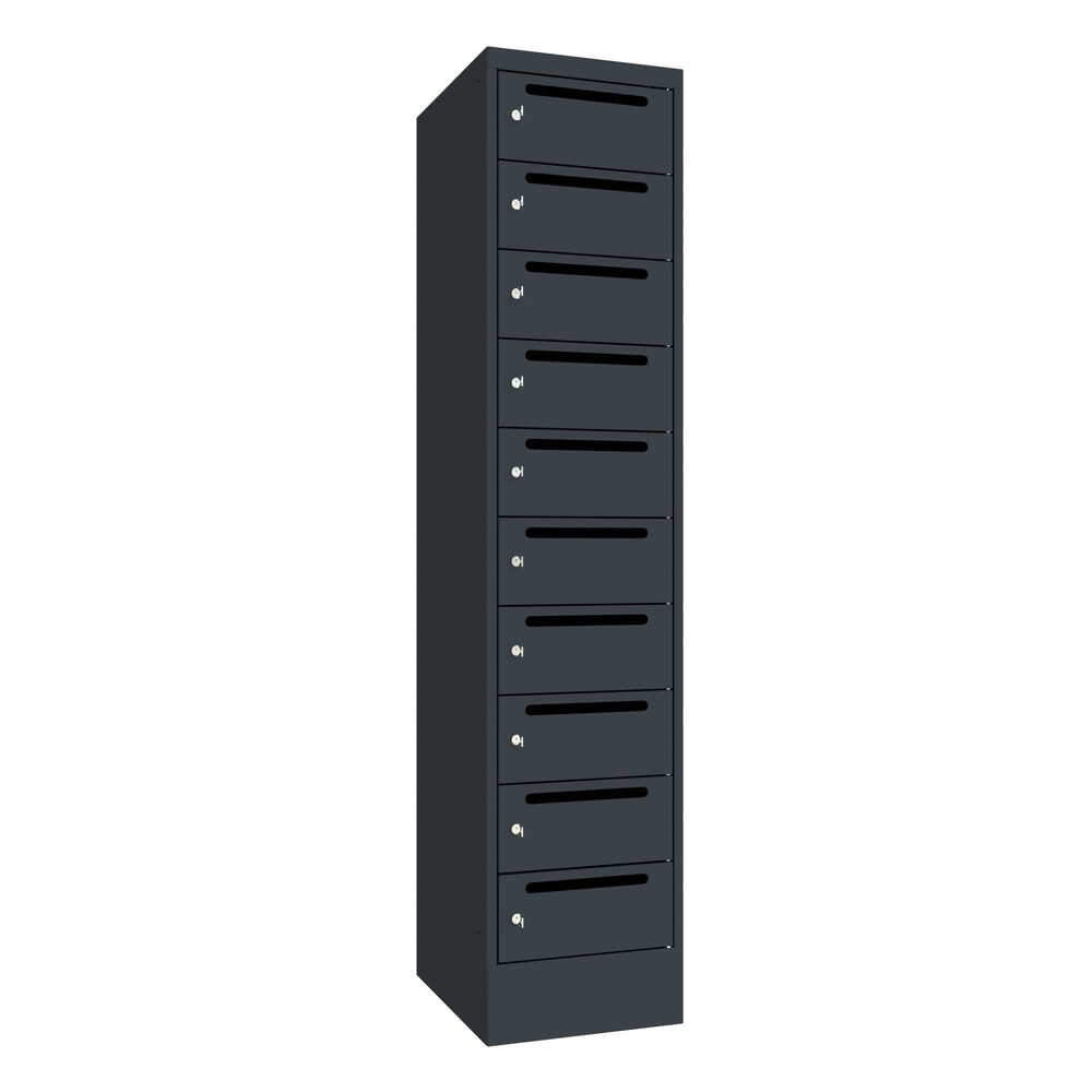 Produktabbildung Nr. 1: PAVOY Postverteilschrank, 1x 10 Fächer, HxBxT 1.850 x 400 x 500 mm, anthrazitgrau, anthrazitgrau