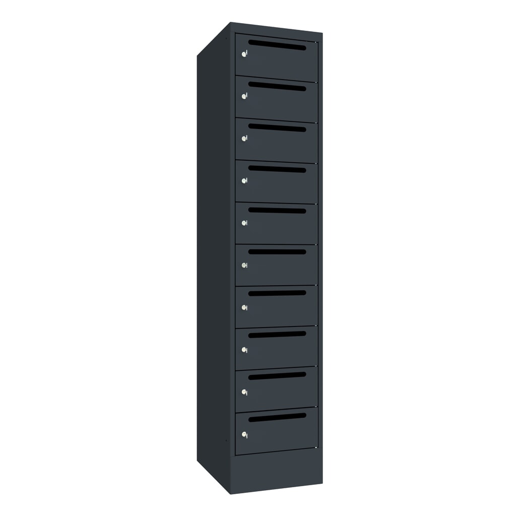 Produktabbildung: PAVOY Postverteilschrank, 1x 10 Fächer, HxBxT 1.850 x 400 x 500 mm, anthrazitgrau, anthrazitgrau
