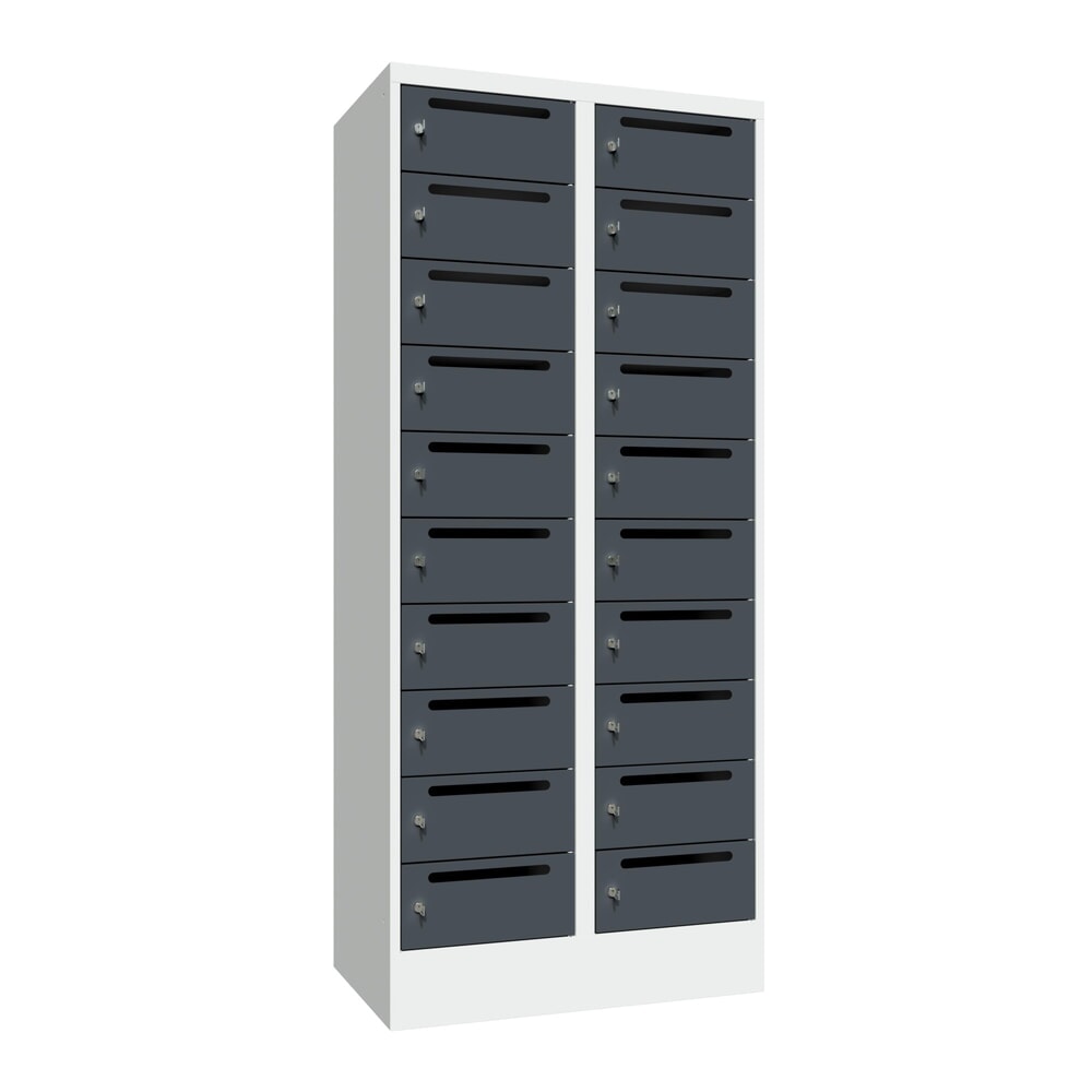 Produktabbildung Nr. 1: PAVOY Postverteilschrank, 2x 10 Fächer, HxBxT 1.850 x 800 x 500 mm, anthrazitgrau, lichtgrau