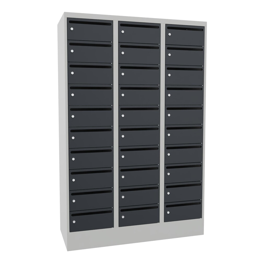 Produktabbildung Nr. 1: PAVOY Postverteilschrank, 3x 10 Fächer, HxBxT 1.850 x 1.200 x 500 mm, anthrazitgrau, lichtgrau