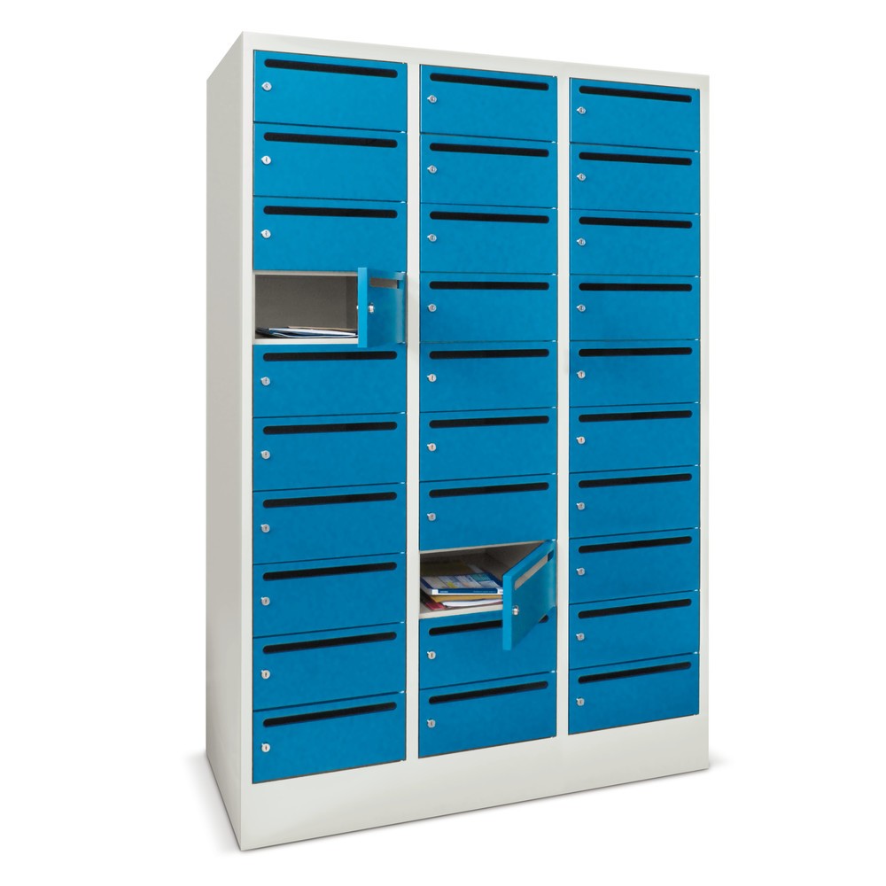Produktabbildung: PAVOY Postverteilschrank, 3x 10 Fächer, HxBxT 1.850 x 900 x 500 mm, feuerrot, anthrazitgrau
