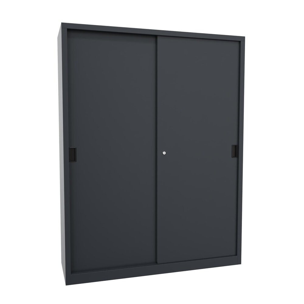 Produktabbildung Nr. 1: PAVOY Schiebetürenschrank mit 8 Fachböden + Trennwand, HxBxT 1.950 x 1.500 x 500 mm, anthrazitgrau, anthrazitgrau