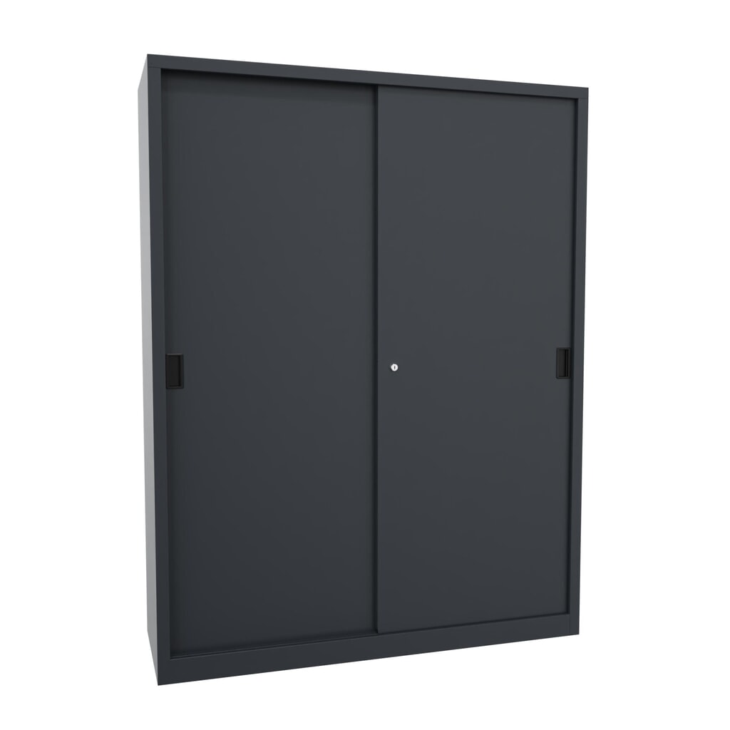 PAVOY Schiebetürenschrank mit 8 Fachböden + Trennwand, HxBxT 1.950 x 1.500 x 500 mm, anthrazitgrau, anthrazitgrau Produktabbildung: PAVOY Schiebetürenschrank mit 8 Fachböden + Trennwand, HxBxT 1.950 x 1.500 x 500 mm, anthrazitgrau, anthrazitgrau