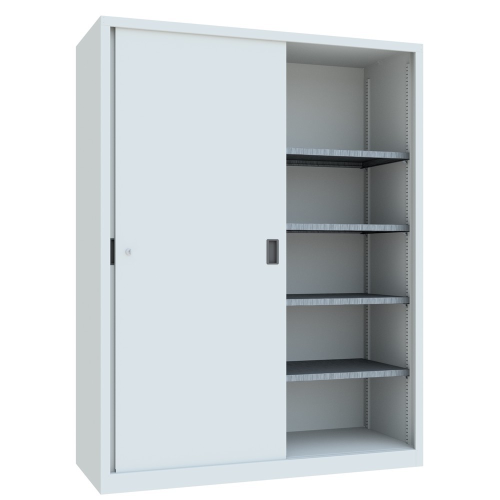 Produktabbildung Nr. 3: PAVOY Schiebetürenschrank mit 8 Fachböden + Trennwand, HxBxT 1.950 x 1.500 x 600 mm, lichtgrau, lichtgrau