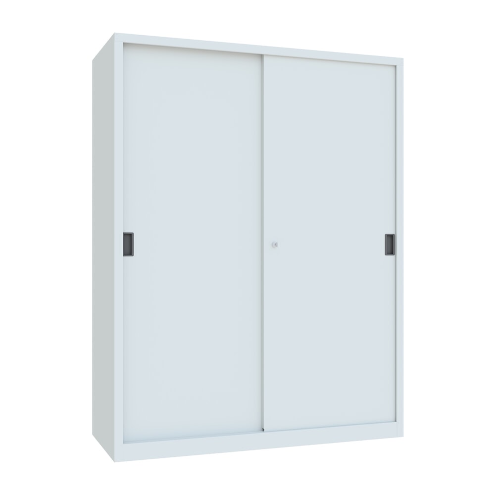 Produktabbildung Nr. 1: PAVOY Schiebetürenschrank mit 8 Fachböden + Trennwand, HxBxT 1.950 x 1.500 x 600 mm, lichtgrau, lichtgrau
