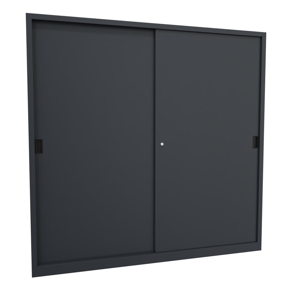 Produktabbildung Nr. 1: PAVOY Schiebetürenschrank mit 8 Fachböden + Trennwand, HxBxT 1.950 x 2.000 x 600 mm, anthrazitgrau, anthrazitgrau