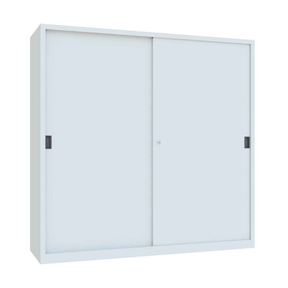 Produktabbildung Nr. 1: PAVOY Schiebetürenschrank mit 8 Fachböden + Trennwand, HxBxT 1.950 x 2.000 x 600 mm, lichtgrau, lichtgrau