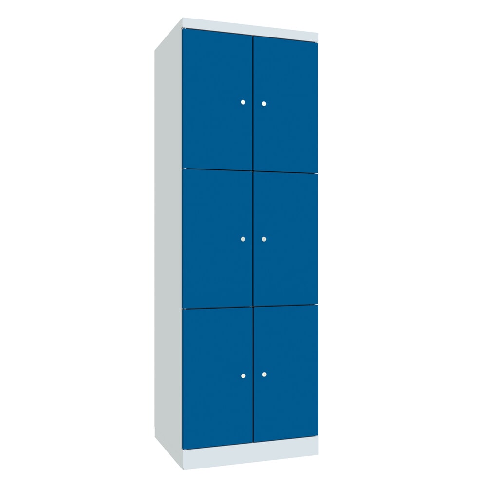 Produktabbildung Nr. 1: PAVOY Schließfachschrank mit aufschlagenden Türen, 2 x 3 Fächer, HxBxT 1.800 x 600 x 500 mm, enzianblau, lichtgrau