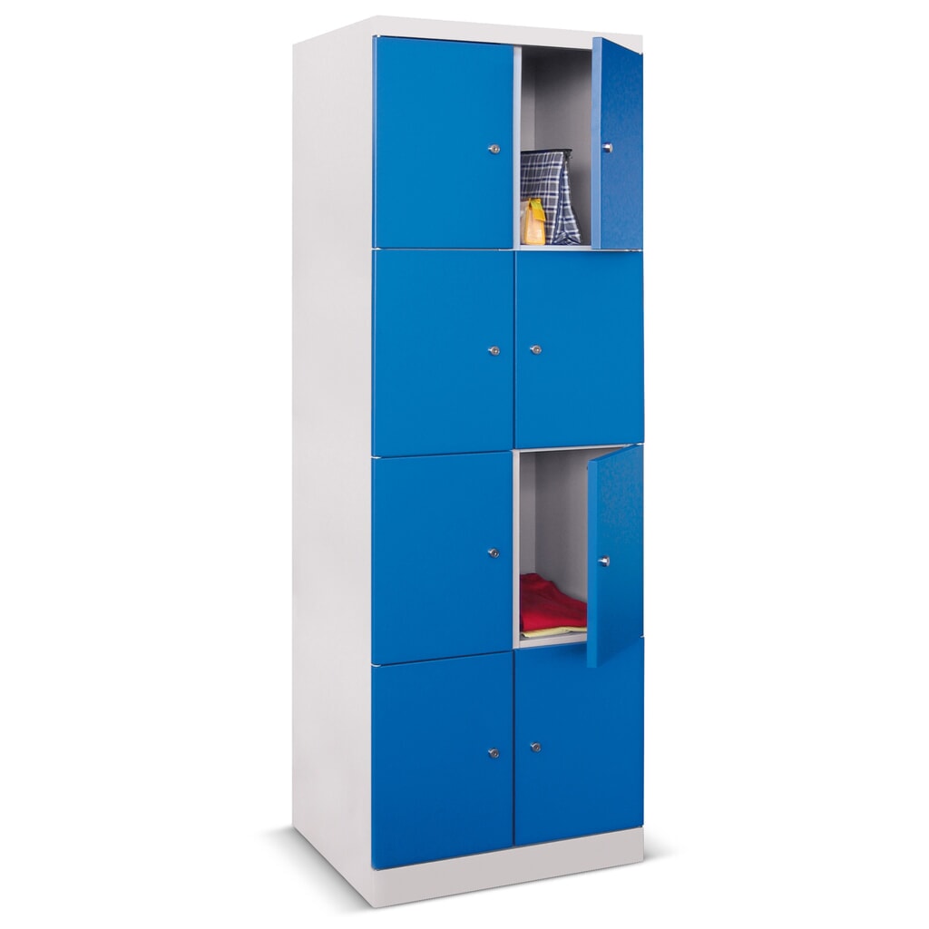 PAVOY Schließfachschrank mit aufschlagenden Türen, 2 x 2 Fächer, HxBxT 1.800 x 600 x 500 mm, lichtgrau, lichtgrau Produktabbildung Nr. 3: PAVOY Schließfachschrank mit aufschlagenden Türen, 2 x 2 Fächer, HxBxT 1.800 x 600 x 500 mm, lichtgrau, lichtgrau