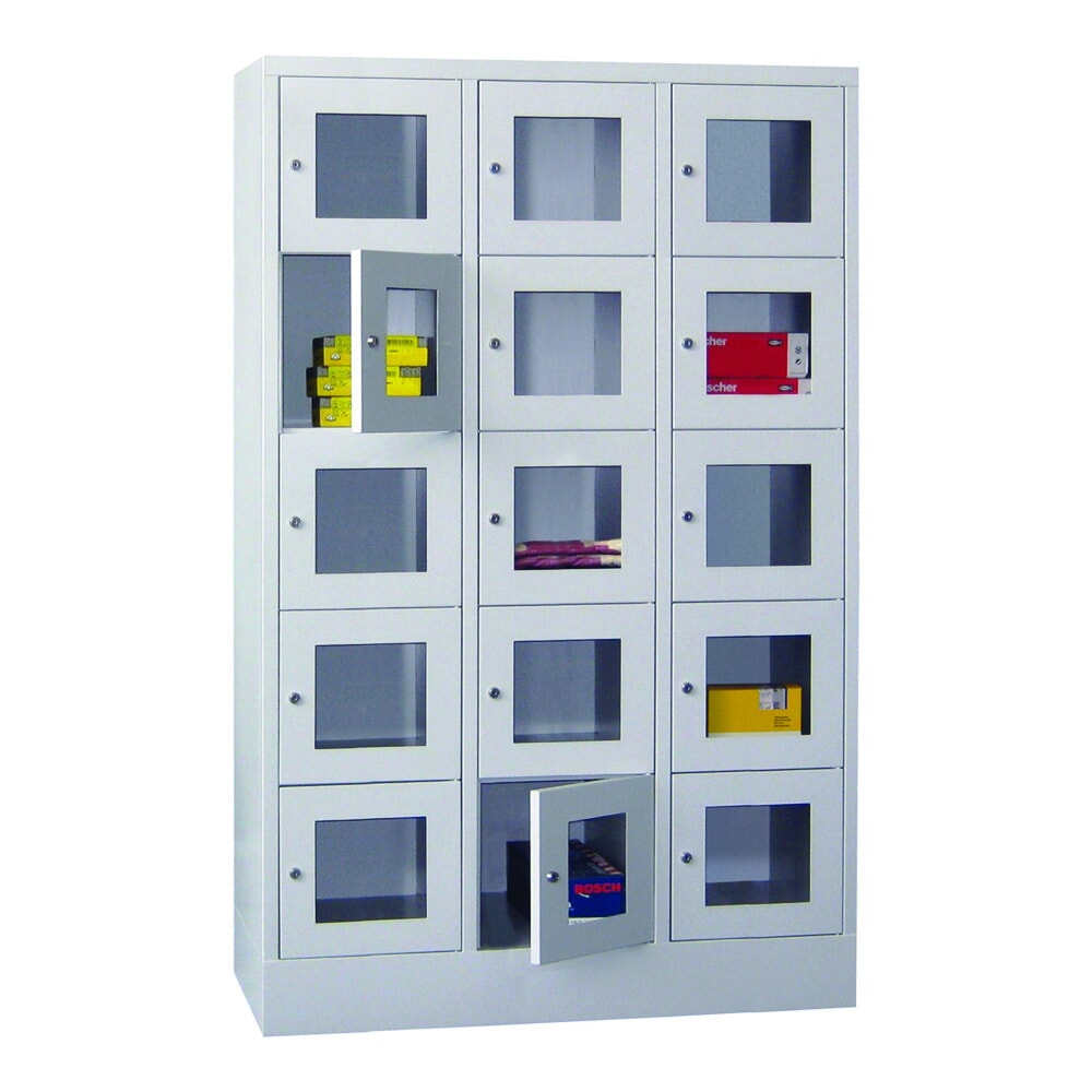 Produktabbildung Nr. 2: PAVOY Schließfachschrank mit Sichtfenster, 3 x 5 Fächer, HxBxT 1.850 x 1.200 x 500 mm, lichtgrau, lichtgrau