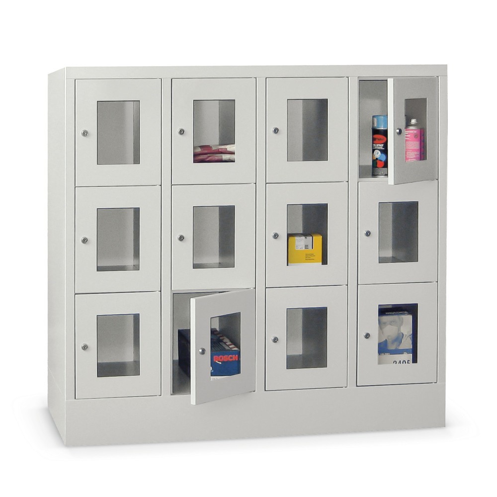 Produktabbildung: PAVOY Schließfachschrank mit Sichtfenster, 4 x 2 Fächer, HxBxT 855 x 1.200 x 500 mm, enzianblau, lichtgrau