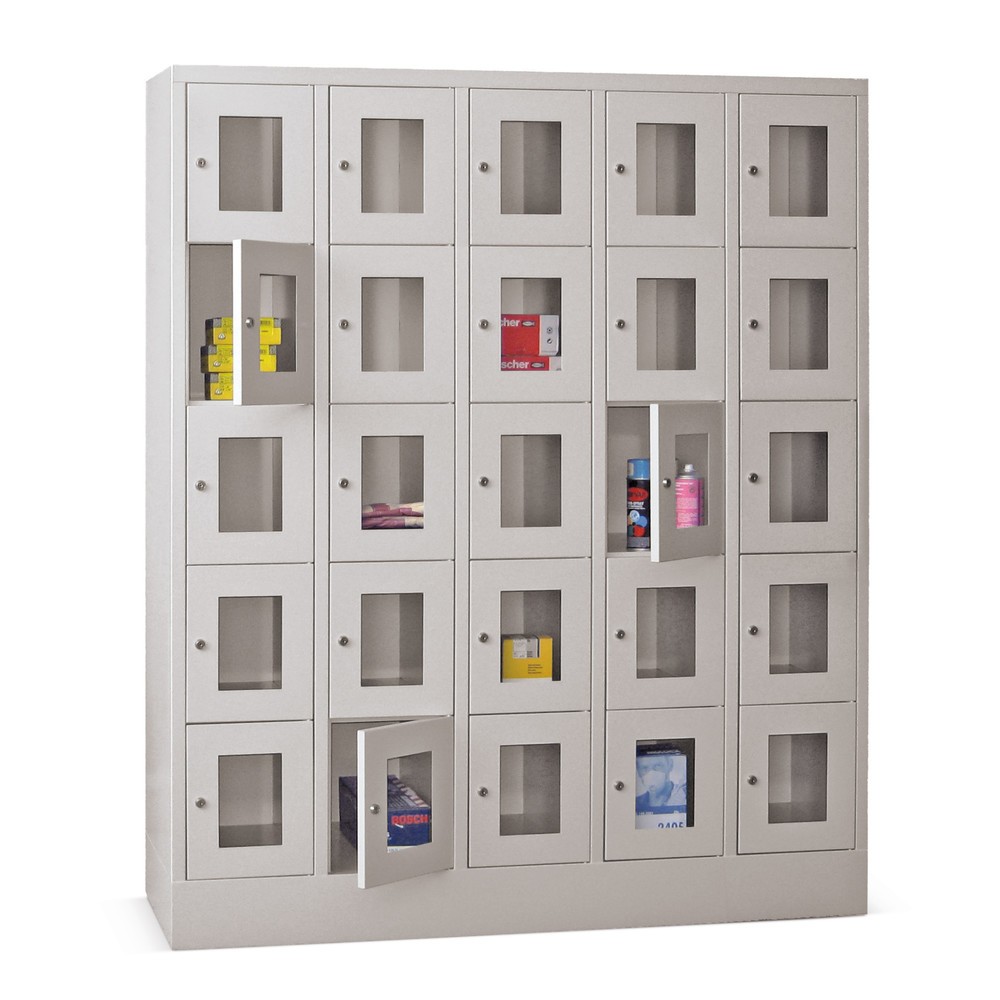 Produktabbildung Nr. 1: PAVOY Schließfachschrank mit Sichtfenster, 5 x 5 Fächer, HxBxT 1.850 x 1.500 x 500 mm, reinweiß, reinweiß