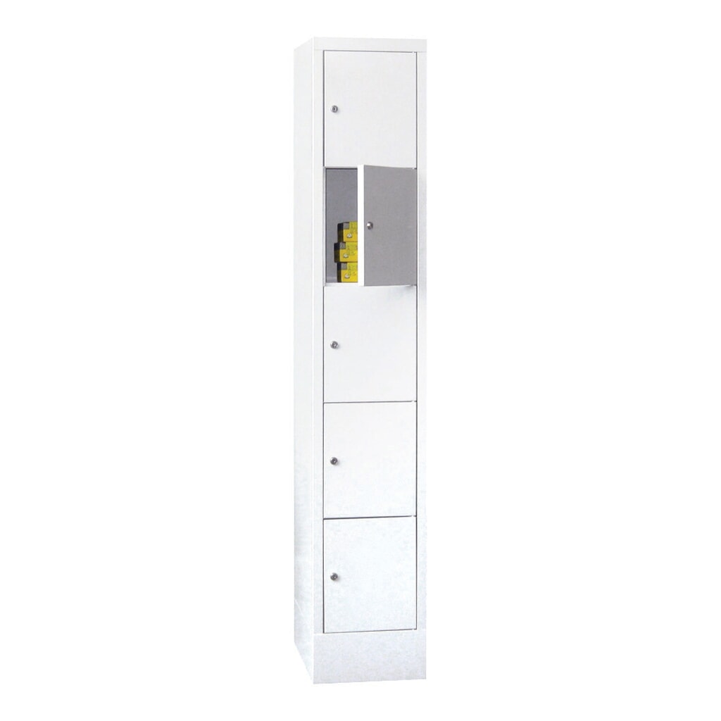 PAVOY Schließfachschrank mit Sockel, 4 Fachböden, HxBxT 1.850 x 300 x 500 mm Produktabbildung: PAVOY Schließfachschrank mit Sockel, 4 Fachböden, HxBxT 1.850 x 300 x 500 mm