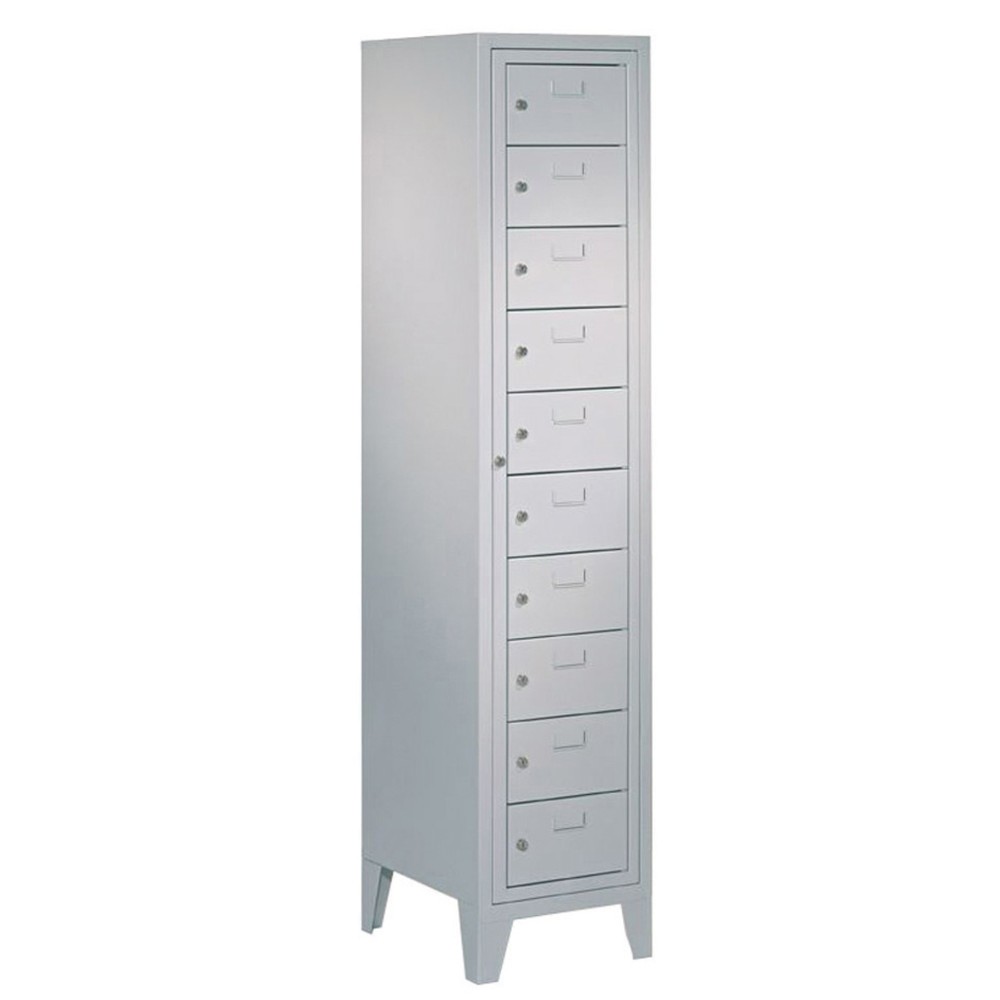 Produktabbildung Nr. 2: PAVOY Schließfachschrank mit Zentraltür, 1 x 10 Fächer, HxBxT 1.850 x 400 x 500 mm, mit Füßen, lichtgrau, lichtgrau
