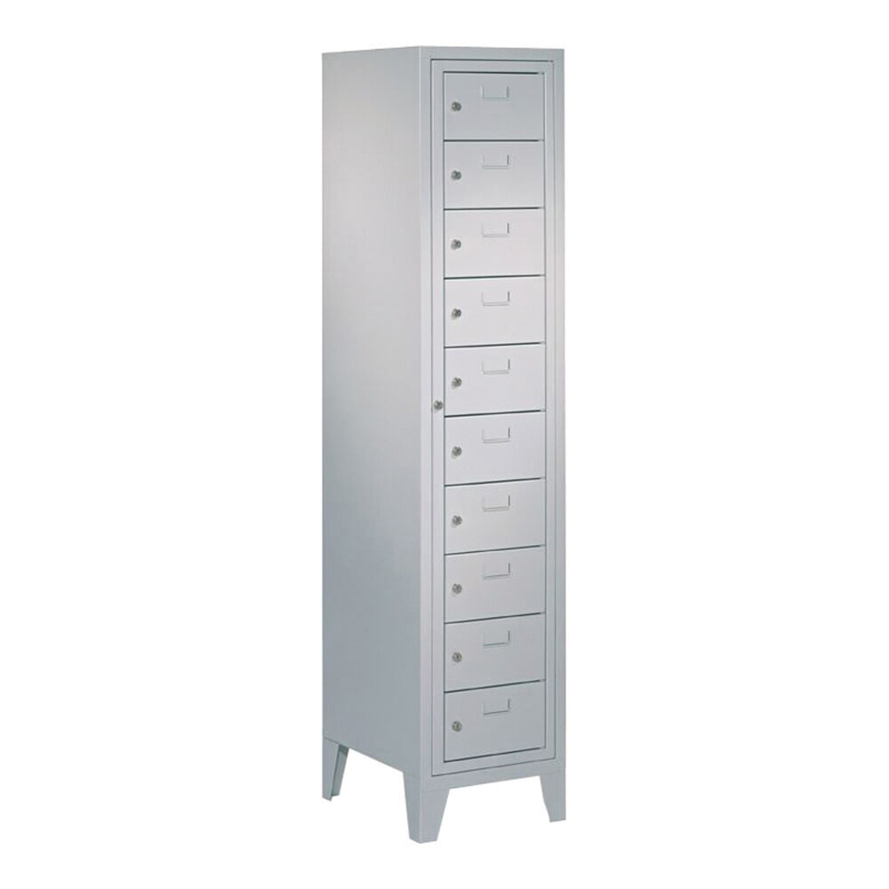 Produktabbildung Nr. 1: PAVOY Schließfachschrank mit Zentraltür, 1 x 10 Fächer, HxBxT 1.850 x 400 x 500 mm, mit Füßen, lichtgrau, lichtgrau