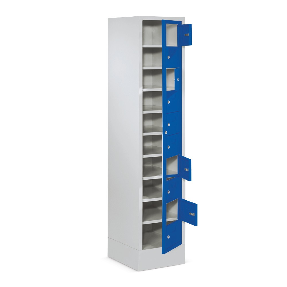 Produktabbildung Nr. 2: PAVOY Schließfachschrank mit Zentraltür, 1 x 10 Fächer, HxBxT 1.850 x 400 x 500 mm, mit Füßen, enzianblau, lichtgrau