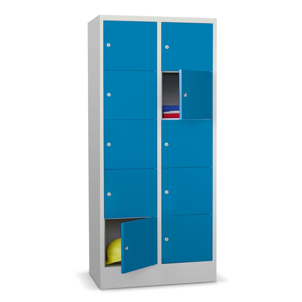 Produktabbildung: PAVOY Schließfachschrank mit Zylinderschloss, 2 x 2 Fächer, HxBxT 855 x 600 x 500 mm, feuerrot, lichtgrau