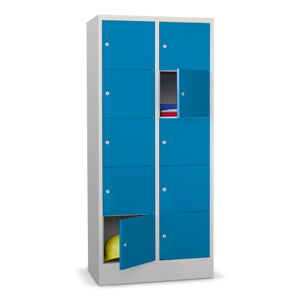 PAVOY Schließfachschrank mit Zylinderschloss, 2 x 2 Fächer, HxBxT 855 x 600 x 500 mm, lichtgrau, lichtgrau Produktabbildung Nr. 1: PAVOY Schließfachschrank mit Zylinderschloss, 2 x 2 Fächer, HxBxT 855 x 600 x 500 mm, lichtgrau, lichtgrau