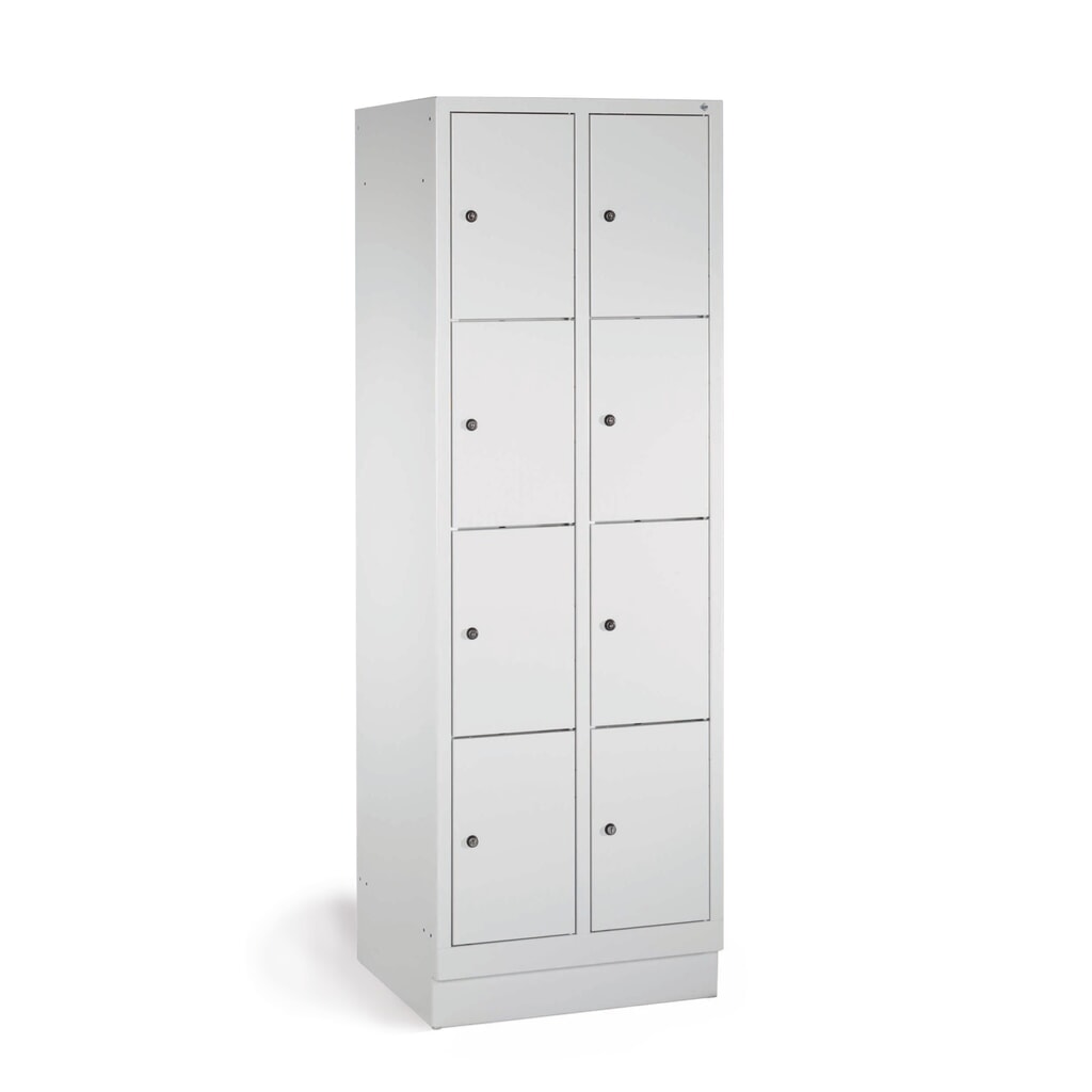PAVOY Schließfachschrank mit Zylinderschloss, 2 x 2 Fächer, HxBxT 855 x 600 x 500 mm, lichtgrau, lichtgrau Produktabbildung Nr. 2: PAVOY Schließfachschrank mit Zylinderschloss, 2 x 2 Fächer, HxBxT 855 x 600 x 500 mm, lichtgrau, lichtgrau