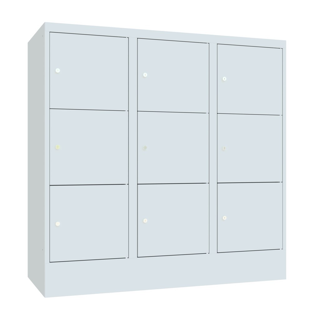 Produktabbildung Nr. 2: PAVOY Schließfachschrank mit Zylinderschloss, 3 x 3 Fächer, HxBxT 1.187 x 1.200 x 500 mm, lichtgrau, lichtgrau
