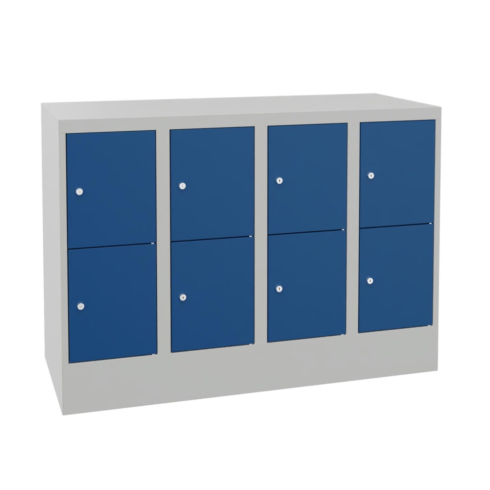 Produktabbildung: PAVOY Schließfachschrank mit Zylinderschloss, 4 x 2 Fächer, HxBxT 855 x 1.200 x 500 mm, enzianblau, lichtgrau