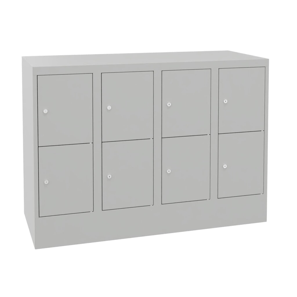 PAVOY Schließfachschrank mit Zylinderschloss, 4 x 2 Fächer, HxBxT 855 x 1.200 x 500 mm, lichtgrau, lichtgrau Produktabbildung: PAVOY Schließfachschrank mit Zylinderschloss, 4 x 2 Fächer, HxBxT 855 x 1.200 x 500 mm, lichtgrau, lichtgrau